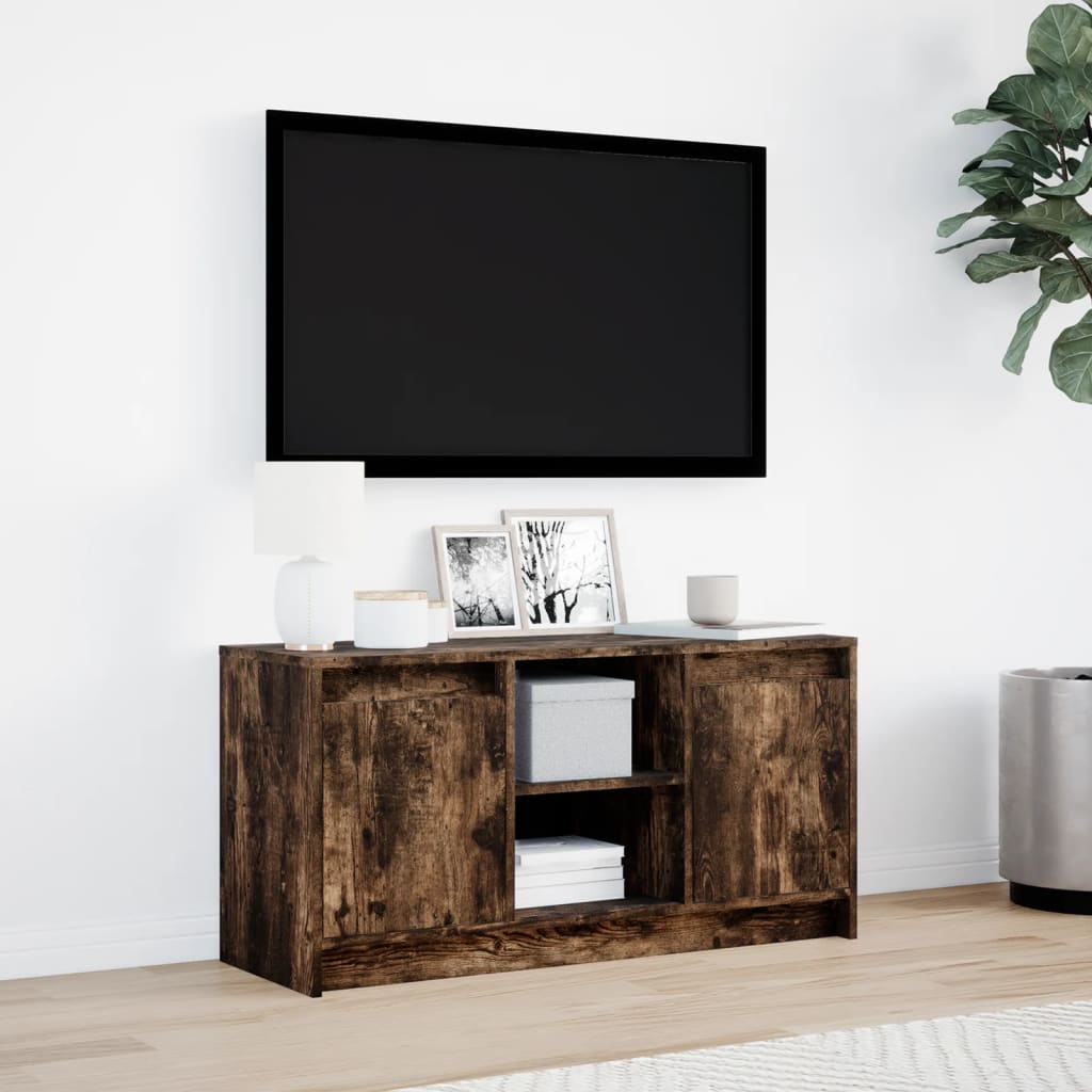 Tv-Bänk Med Leds 100X34X50 Cm Konstruerat Trä