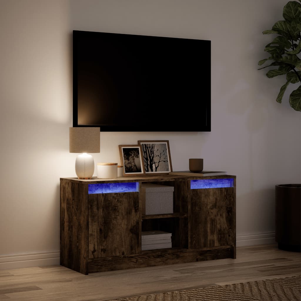 Tv-Bänk Med Leds 100X34X50 Cm Konstruerat Trä