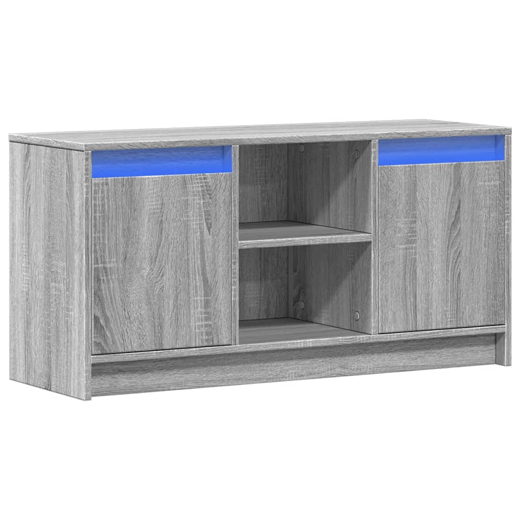 Tv-Bänk Med Leds 100X34X50 Cm Konstruerat Trä