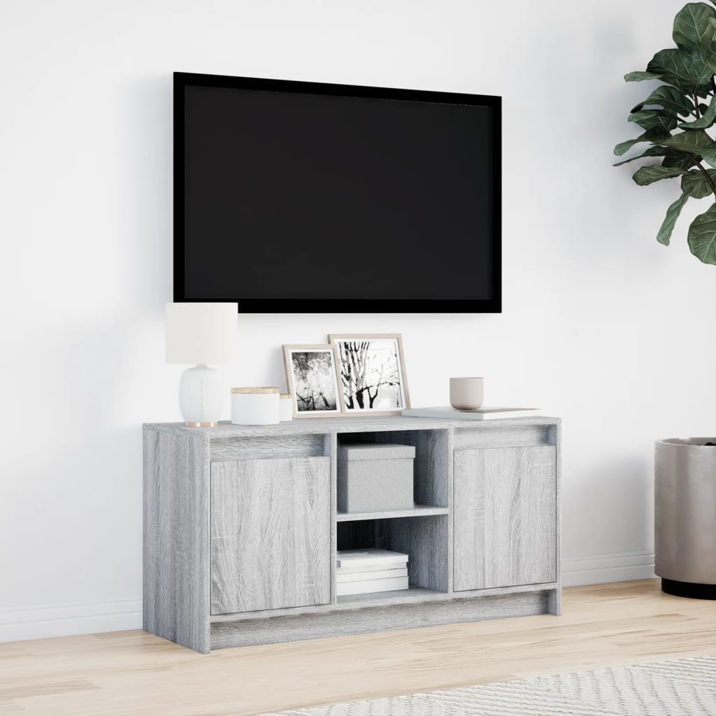 Tv-Bänk Med Leds 100X34X50 Cm Konstruerat Trä