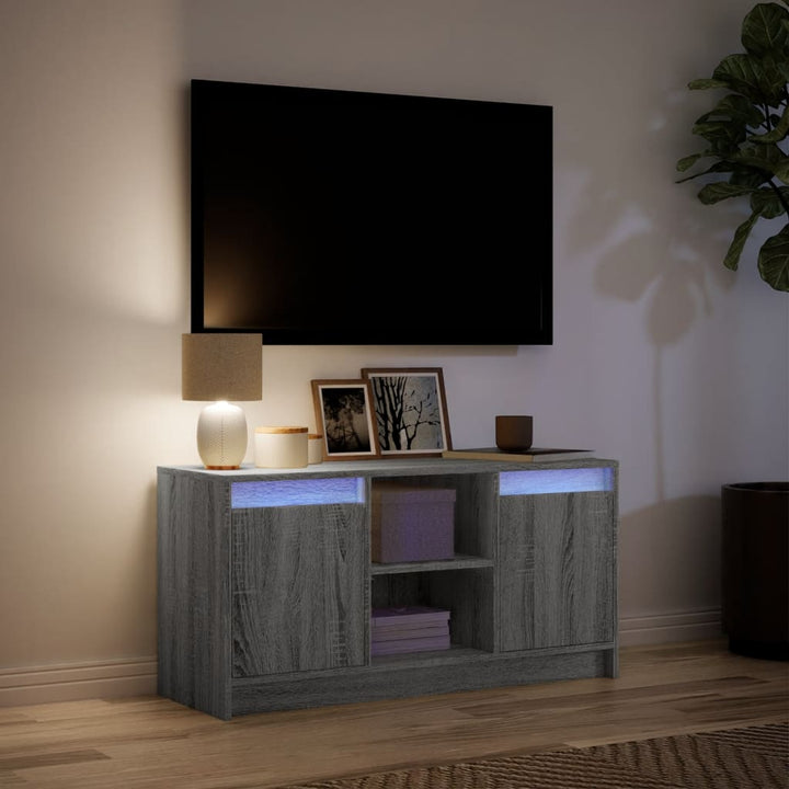 Tv-Bänk Med Leds 100X34X50 Cm Konstruerat Trä