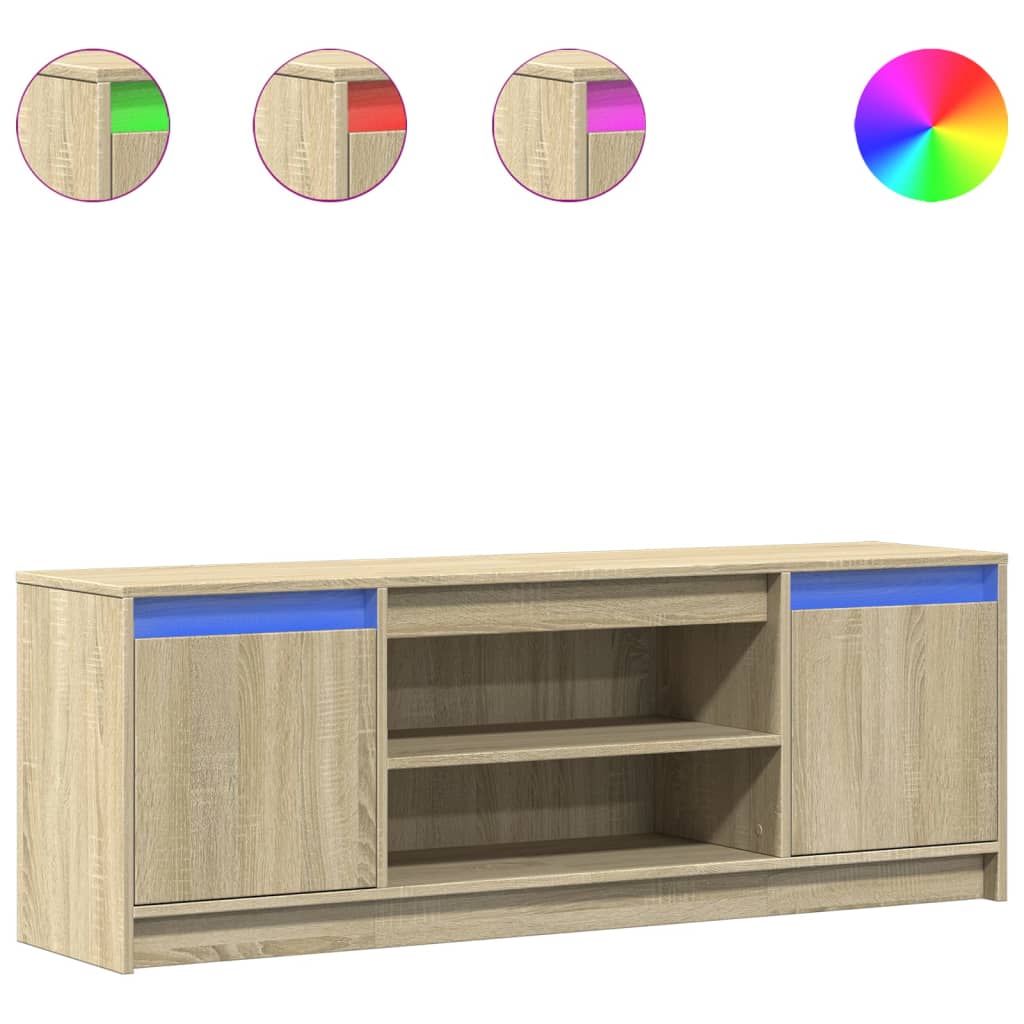 Tv-Bänk Med Leds Sonoma-Ek 139,5X34X50 Cm Konstruerat Trä