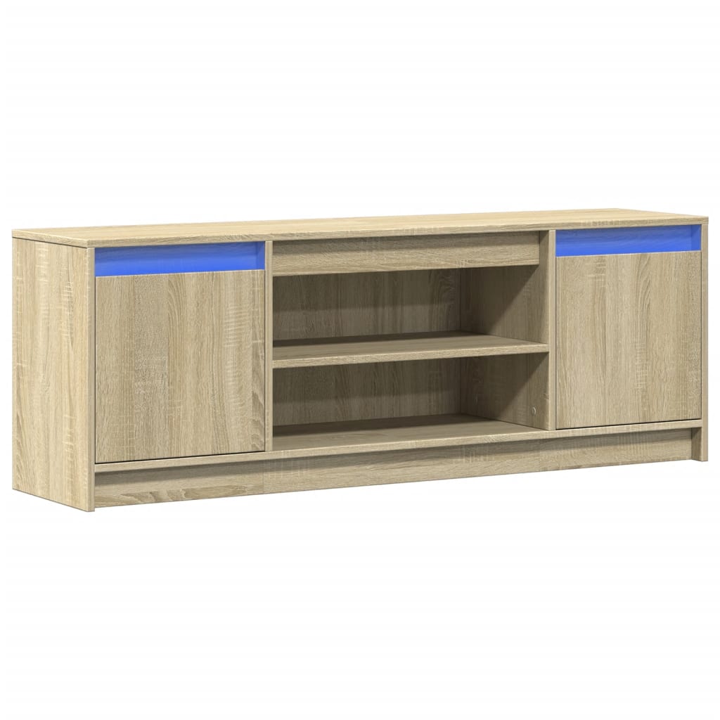 Tv-Bänk Med Leds Sonoma-Ek 139,5X34X50 Cm Konstruerat Trä