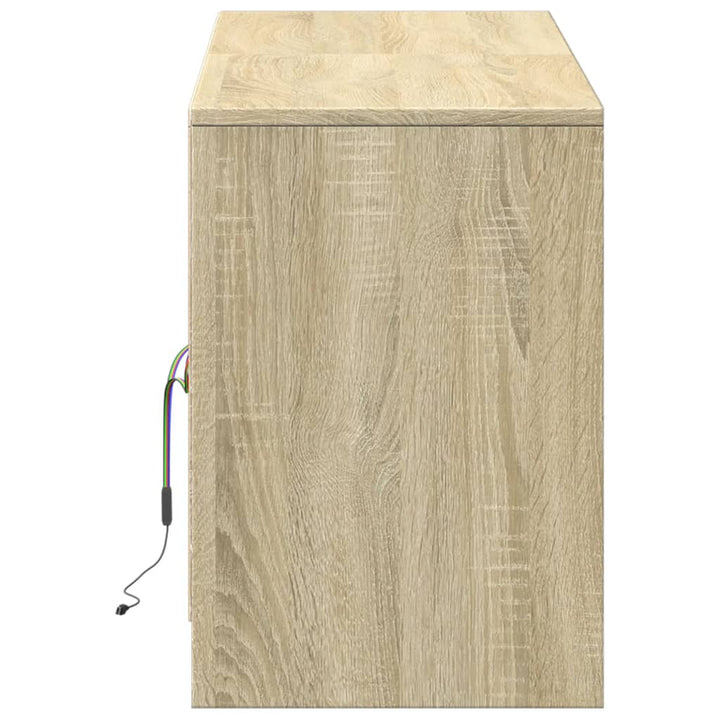 Tv-Bänk Med Leds Sonoma-Ek 139,5X34X50 Cm Konstruerat Trä
