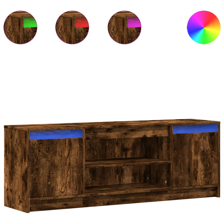 Tv-Bänk Med Leds 139,5X34X50 Cm Konstruerat Trä
