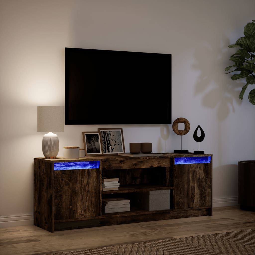 Tv-Bänk Med Leds 139,5X34X50 Cm Konstruerat Trä