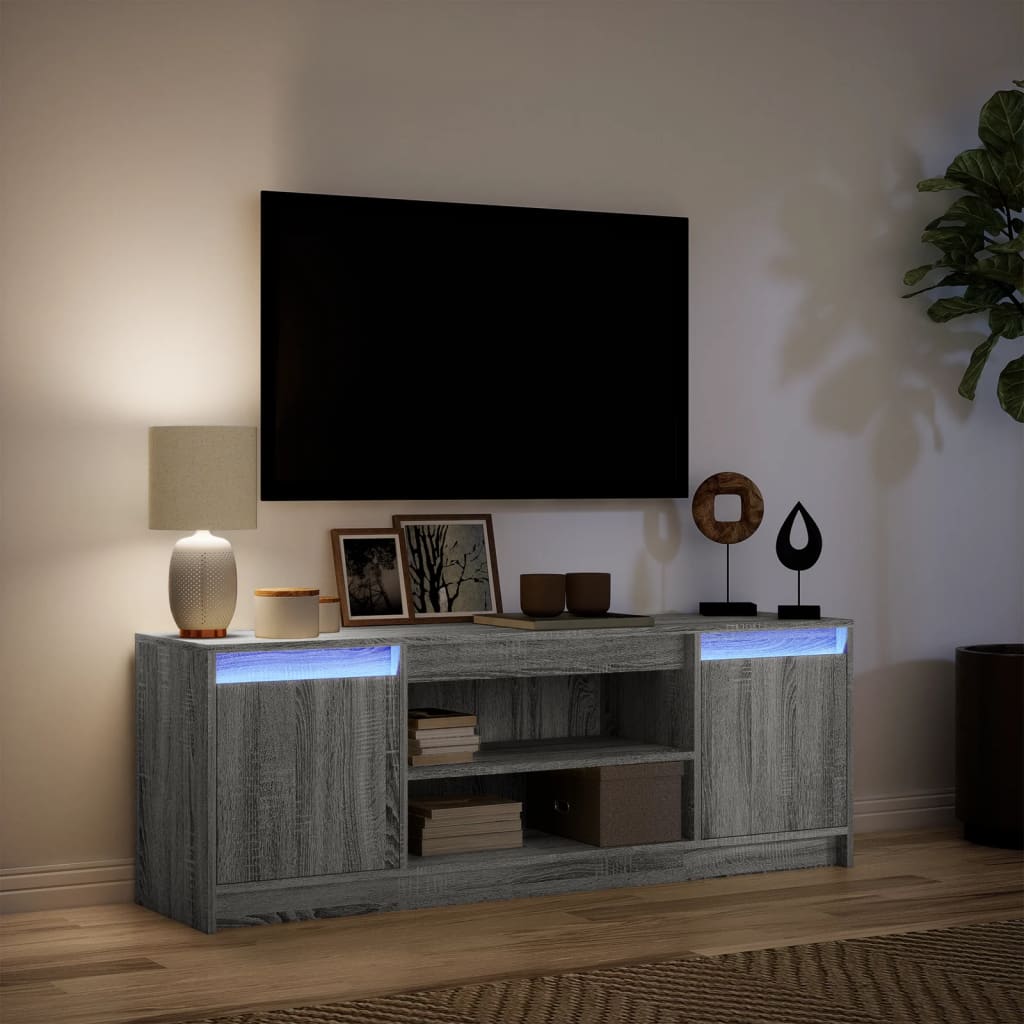 Tv-Bänk Med Leds 139,5X34X50 Cm Konstruerat Trä