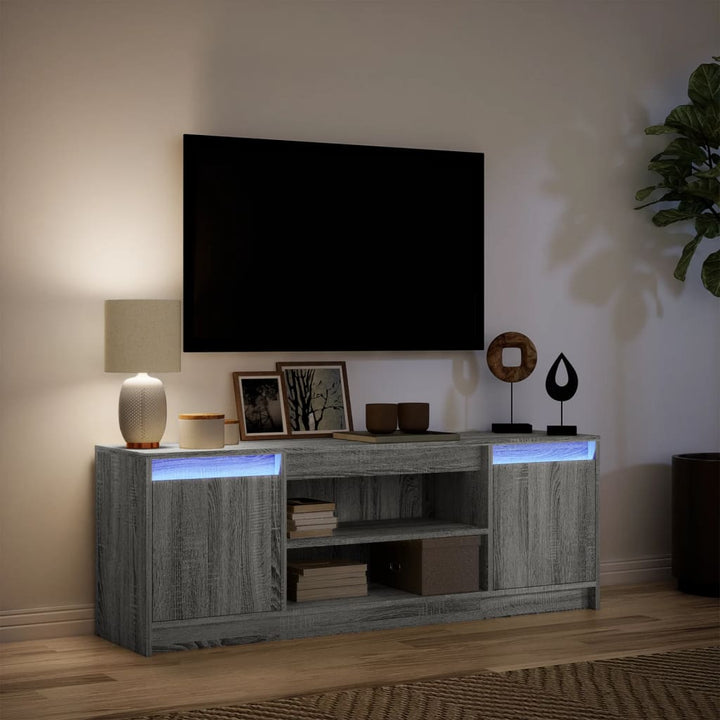 Tv-Bänk Med Leds 139,5X34X50 Cm Konstruerat Trä