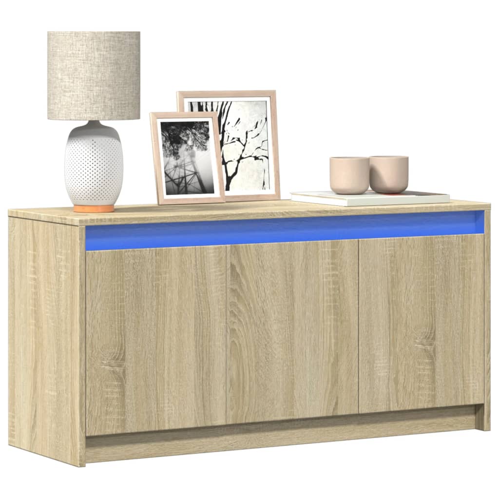 Tv-Bänk Med Leds 100X34X50 Cm Konstruerat Trä