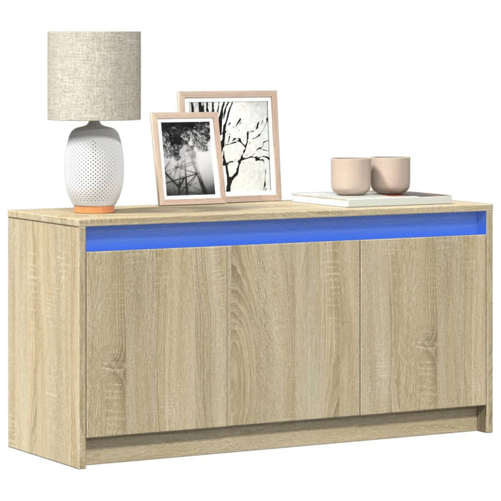 Tv-Bänk Med Leds 100X34X50 Cm Konstruerat Trä