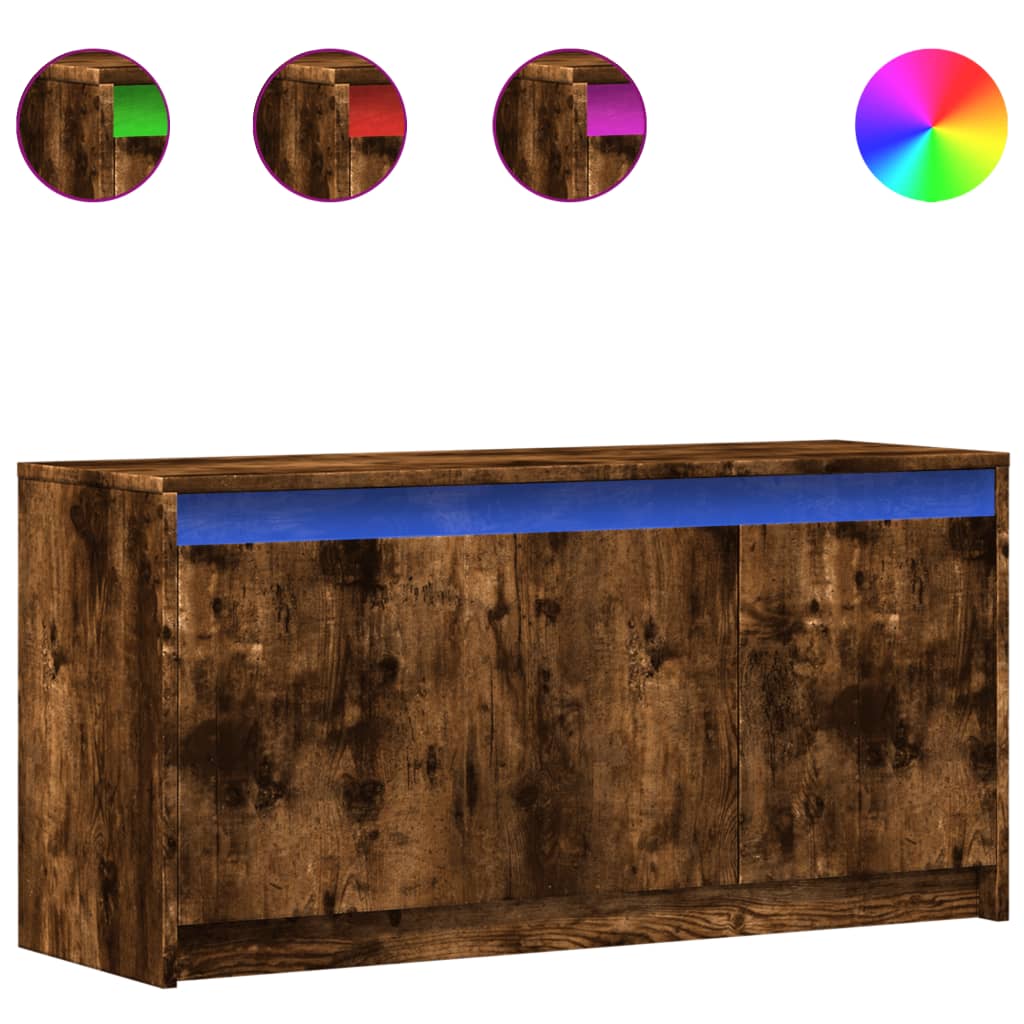 Tv-Bänk Med Leds 100X34X50 Cm Konstruerat Trä