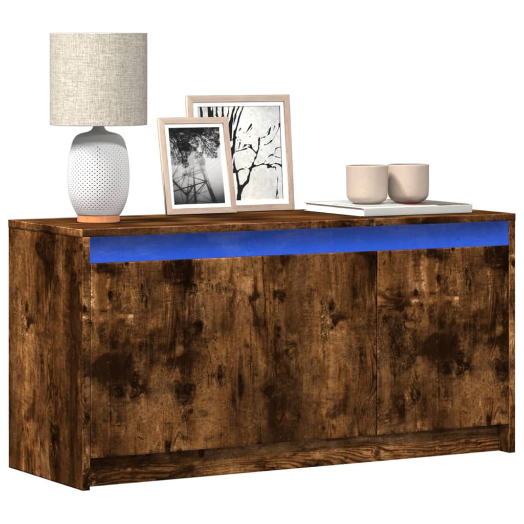 Tv-Bänk Med Leds 100X34X50 Cm Konstruerat Trä