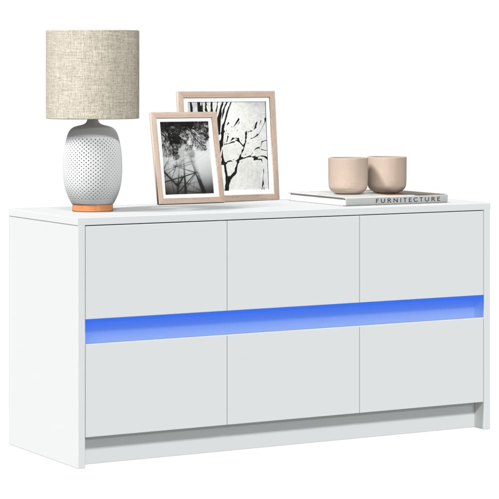 Tv-Bänk Med Leds 100X34X50 Cm Konstruerat Trä