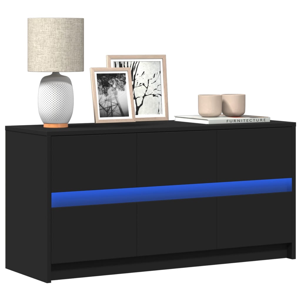 Tv-Bänk Med Leds 100X34X50 Cm Konstruerat Trä