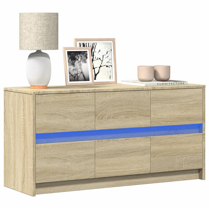 Tv-Bänk Med Leds 100X34X50 Cm Konstruerat Trä