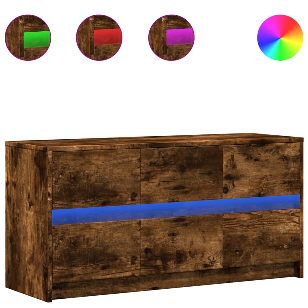 Tv-Bänk Med Leds 100X34X50 Cm Konstruerat Trä