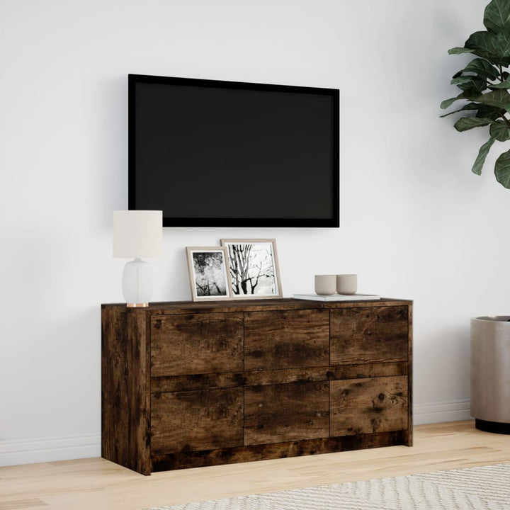 Tv-Bänk Med Leds 100X34X50 Cm Konstruerat Trä