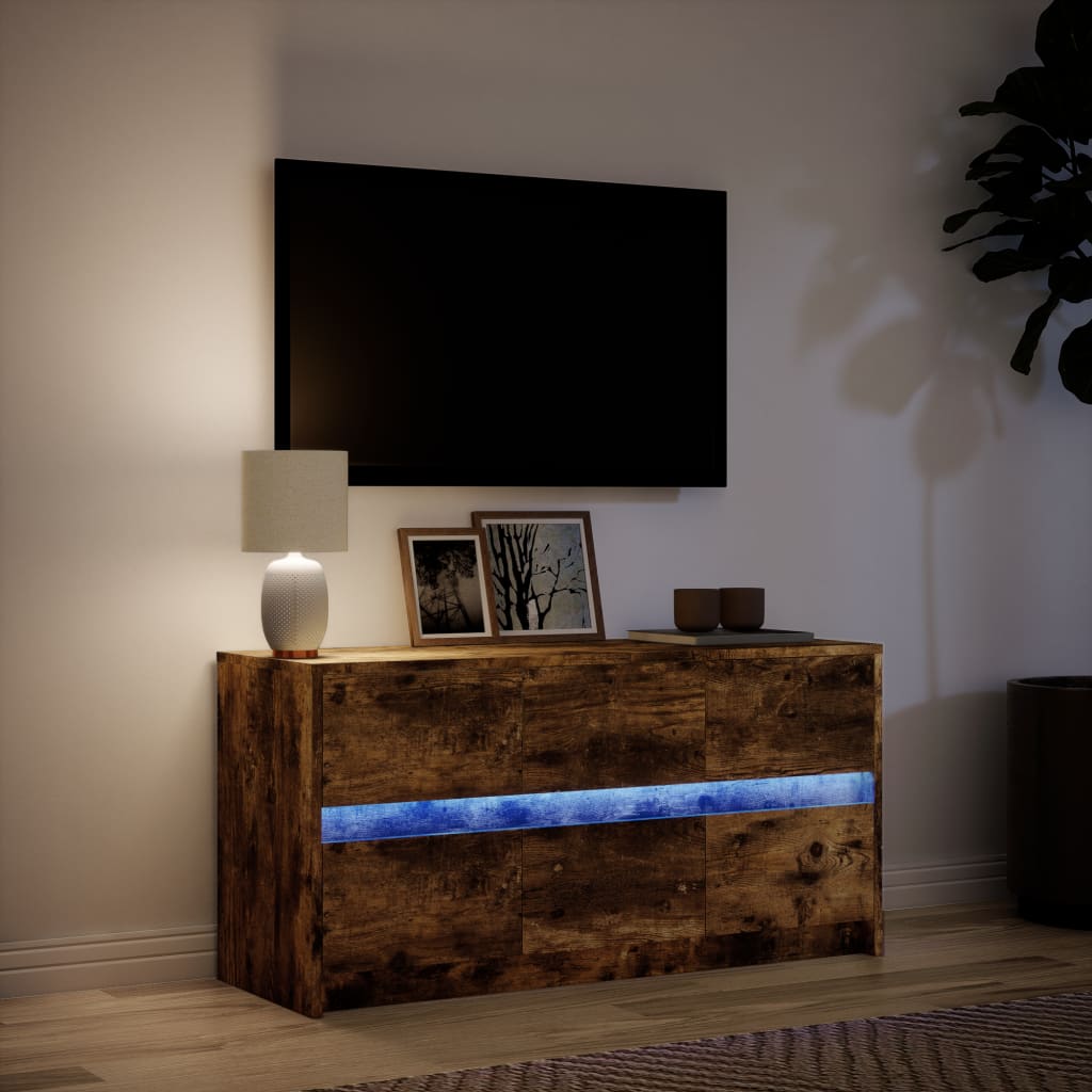 Tv-Bänk Med Leds 100X34X50 Cm Konstruerat Trä