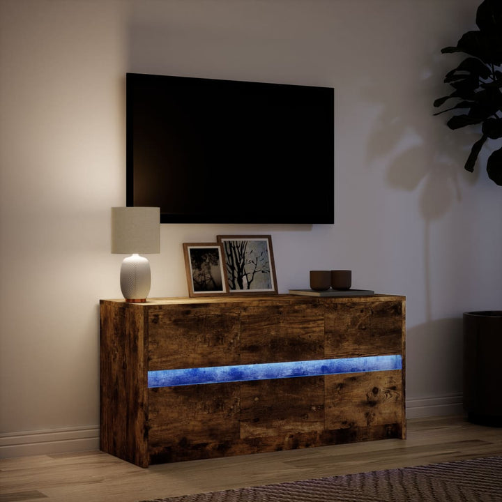 Tv-Bänk Med Leds 100X34X50 Cm Konstruerat Trä