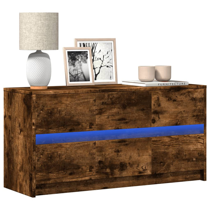 Tv-Bänk Med Leds 100X34X50 Cm Konstruerat Trä