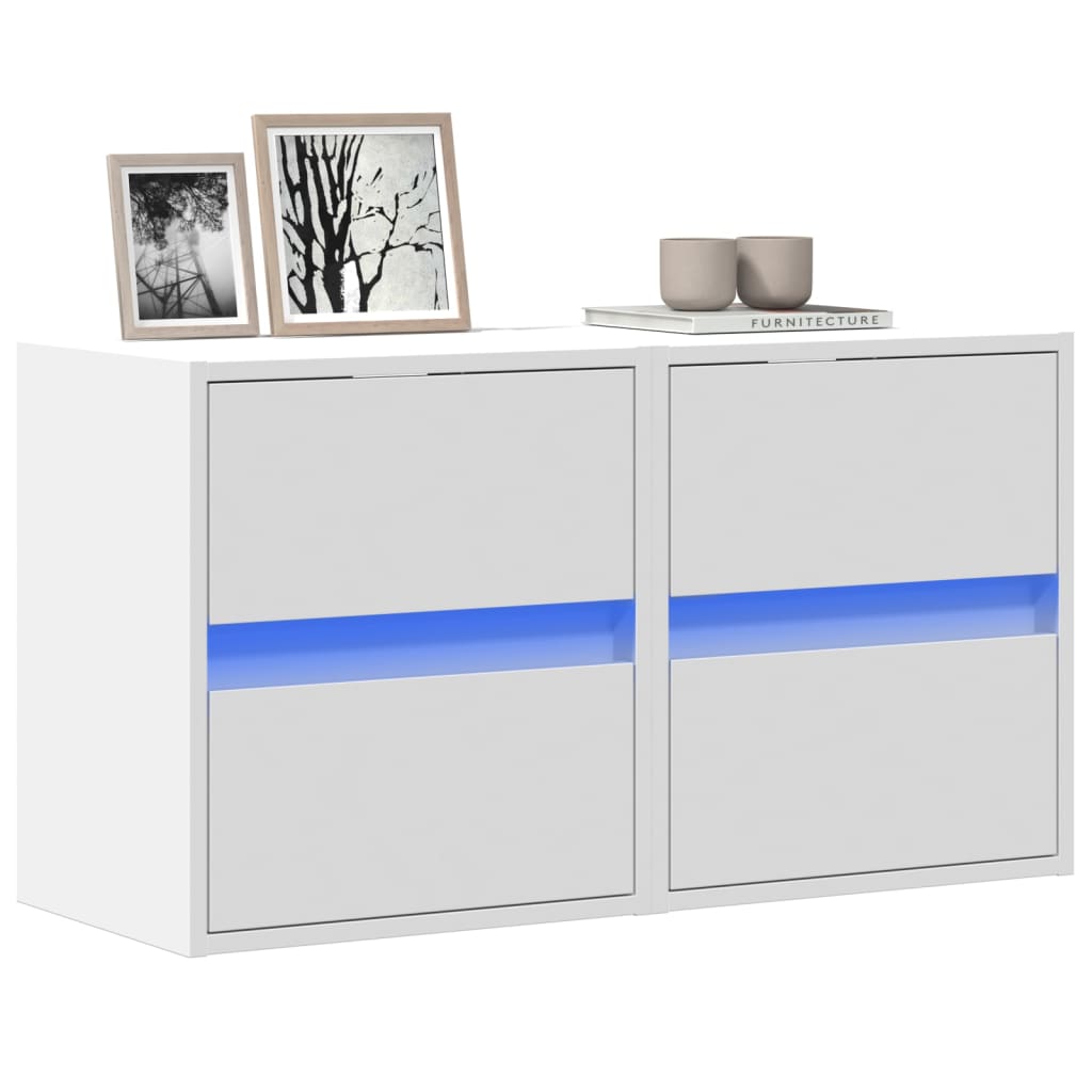 Väggmonterad Tv-Bänk Led 2 St 41X31X45 Cm