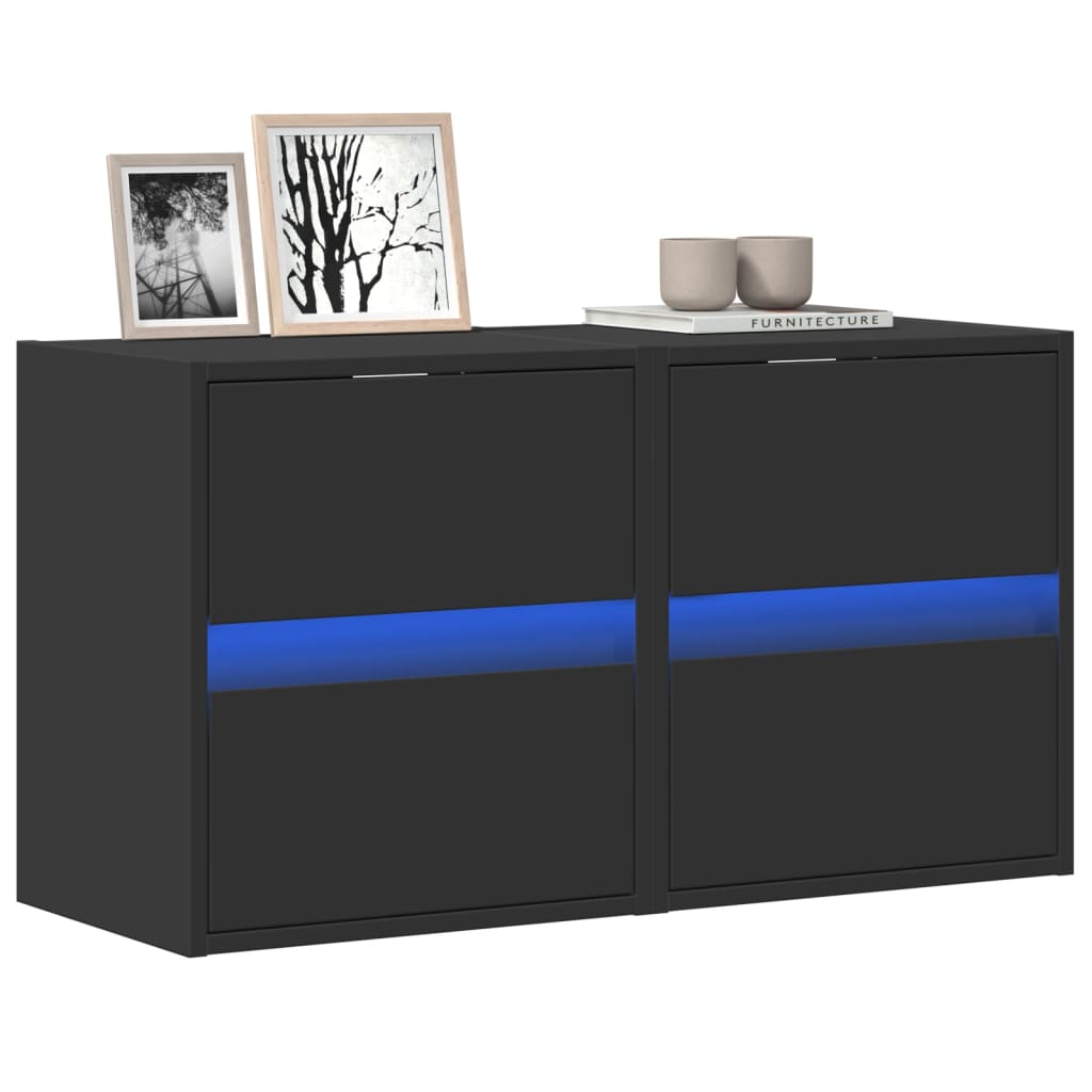 Väggmonterad Tv-Bänk Led 2 St 41X31X45 Cm