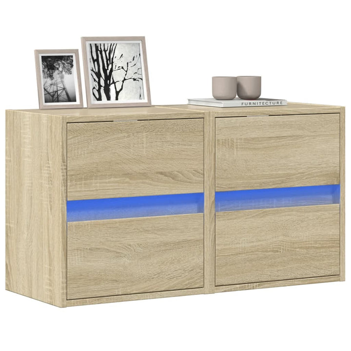 Väggmonterad Tv-Bänk Led 2 St 41X31X45 Cm