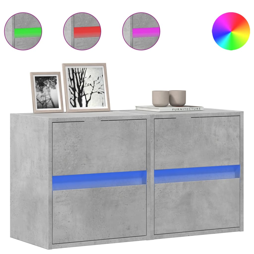 Väggmonterad Tv-Bänk Led 2 St 41X31X45 Cm