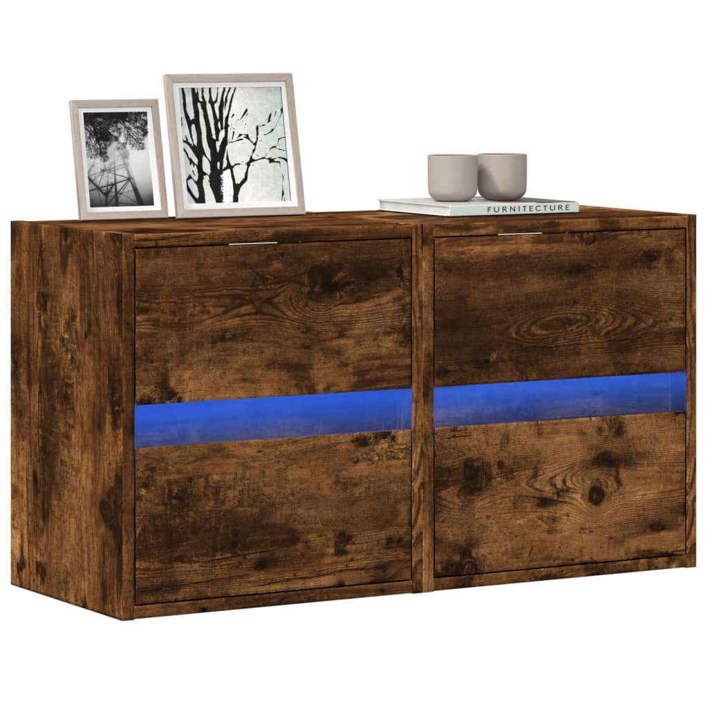 Väggmonterad Tv-Bänk Led 2 St 41X31X45 Cm