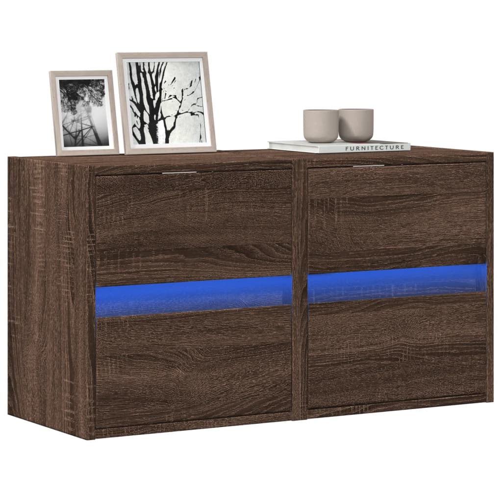 Väggmonterad Tv-Bänk Led 2 St 41X31X45 Cm