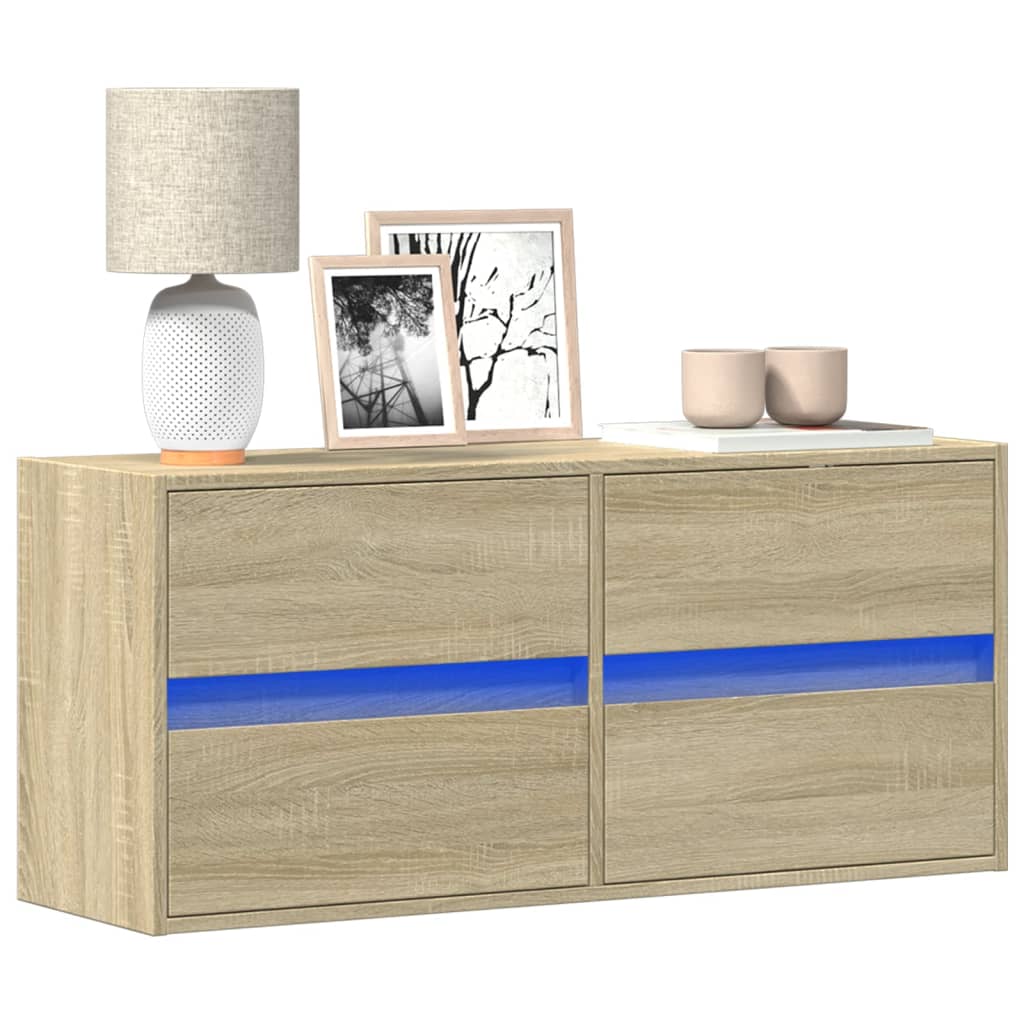Väggmonterad Tv-Bänk Led 2 St 41X31X45 Cm
