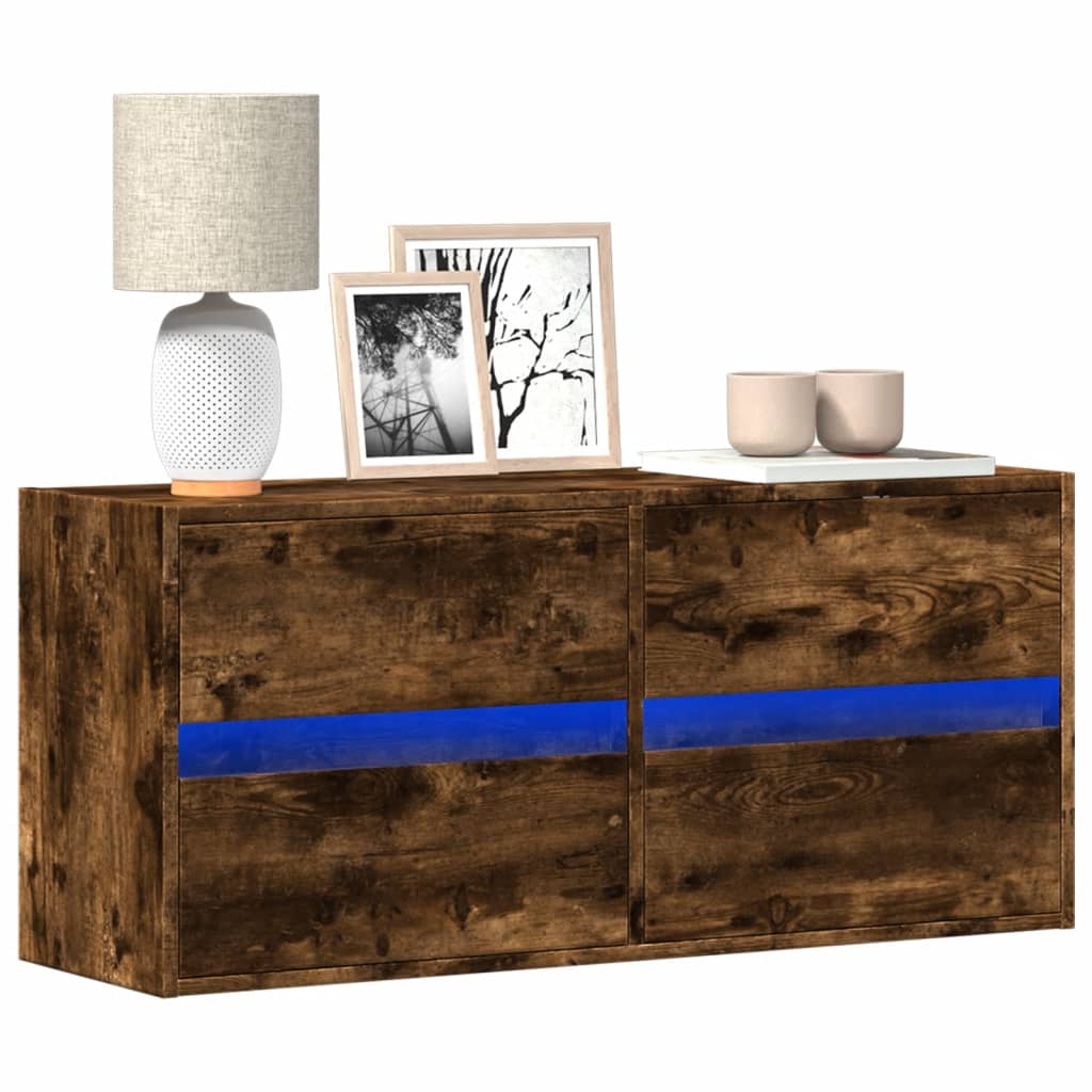 Väggmonterad Tv-Bänk Led 2 St 41X31X45 Cm