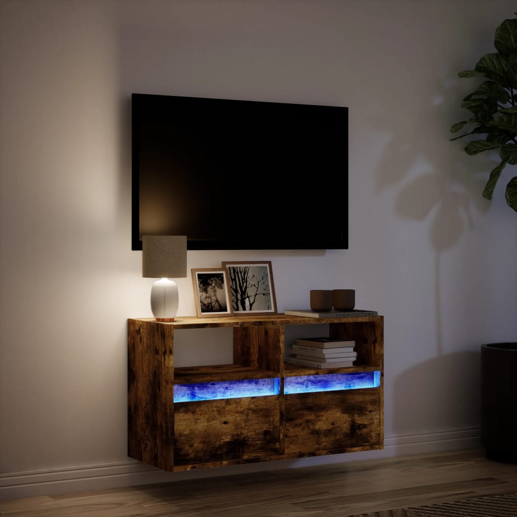 Väggmonterad Tv-Bänk Leds 80X31X45 Cm