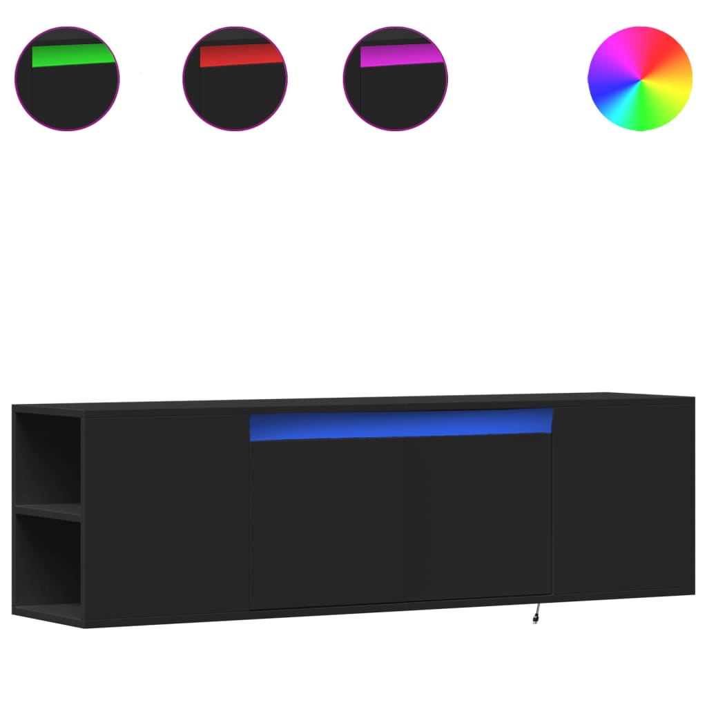Väggmonterad Tv-Bänk Leds 135X31X39,5 Cm