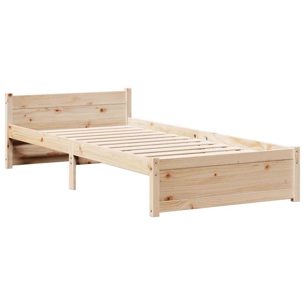 Sängram Med Huvudgavel 75X190 Cm Massivt Furu