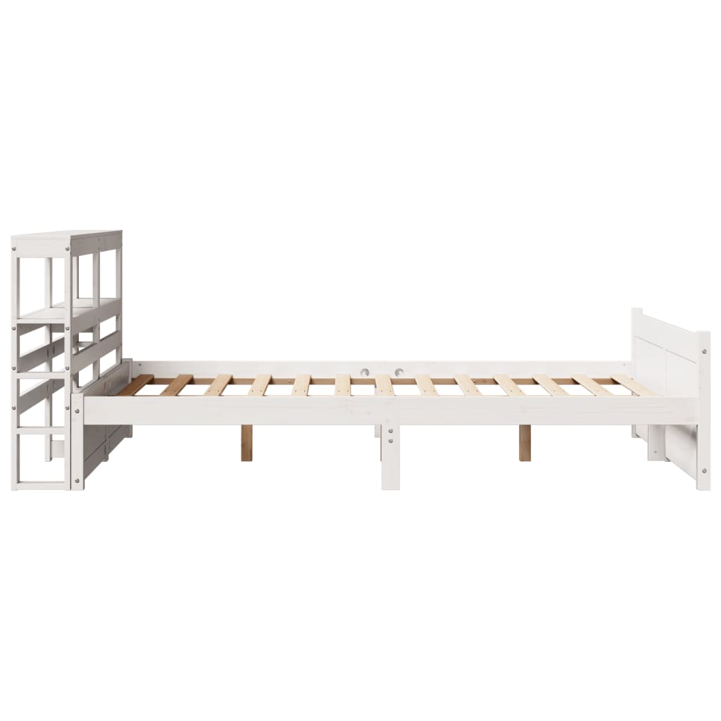 Sängram Med Huvudgavel Vit 150X200 Cm Massiv Furu