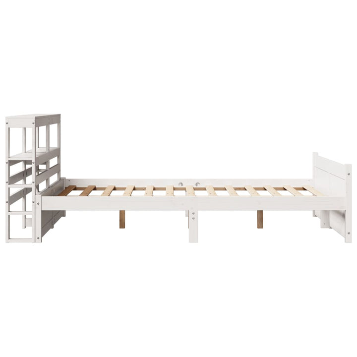Sängram Med Huvudgavel Vit 150X200 Cm Massiv Furu
