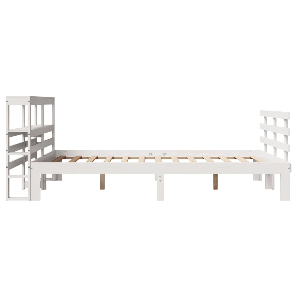 Sängram Med Huvudgavel Vit 150X200 Cm Massiv Furu