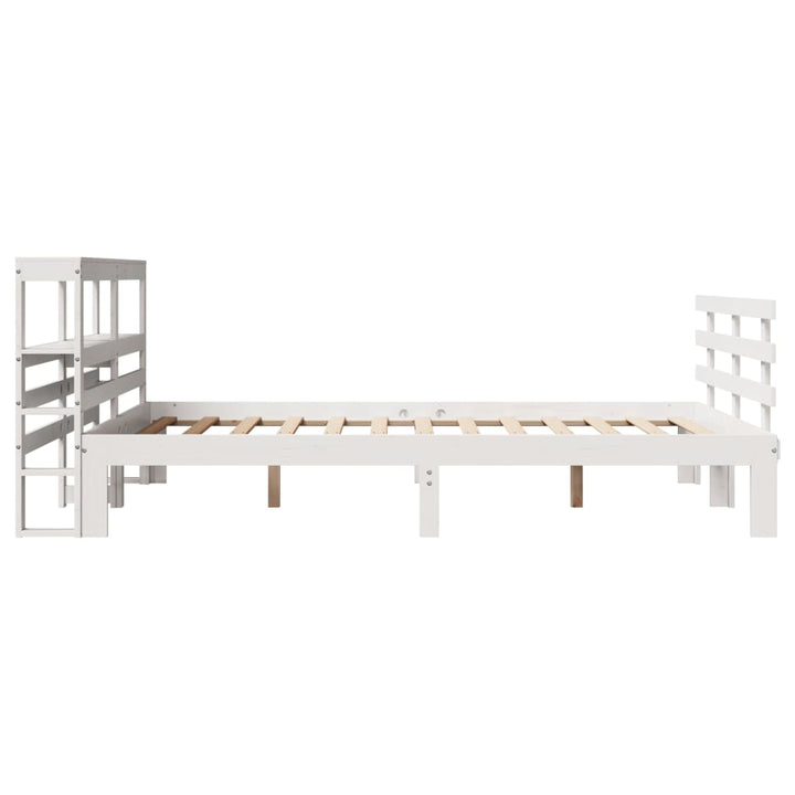 Sängram Med Huvudgavel Vit 150X200 Cm Massiv Furu