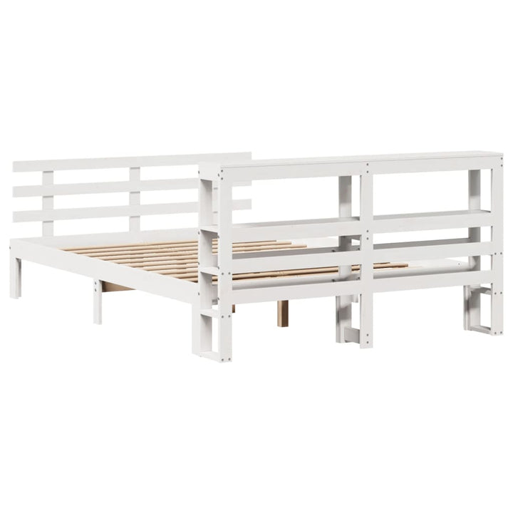 Sängram Med Huvudgavel Vit 150X200 Cm Massiv Furu