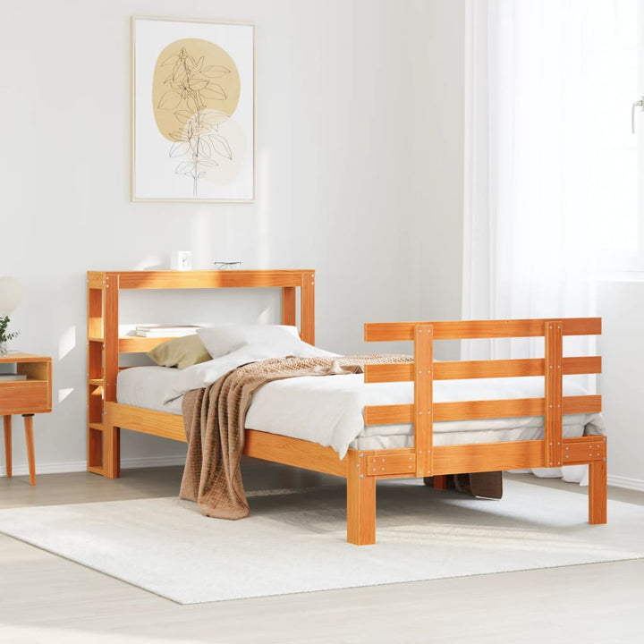 Sängram Med Huvudgavel Vaxbrun 75X190 Cm Massiv Furu