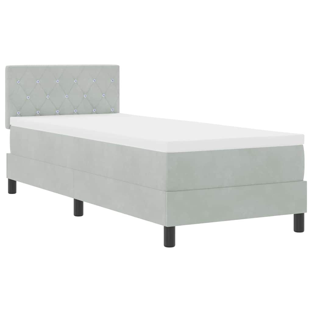 Bäddfjäder Med Madrass Ljusgrå 80 X 200 Cm Sammet