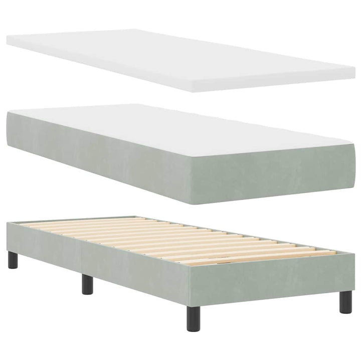 Bäddfjäder Med Madrass Ljusgrå 80 X 200 Cm Sammet