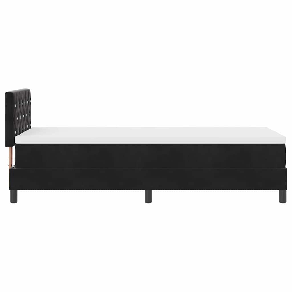 Bäddfjäder Med Madrass Med Huvudgavel Svart 80 X 200 Cm Sammet