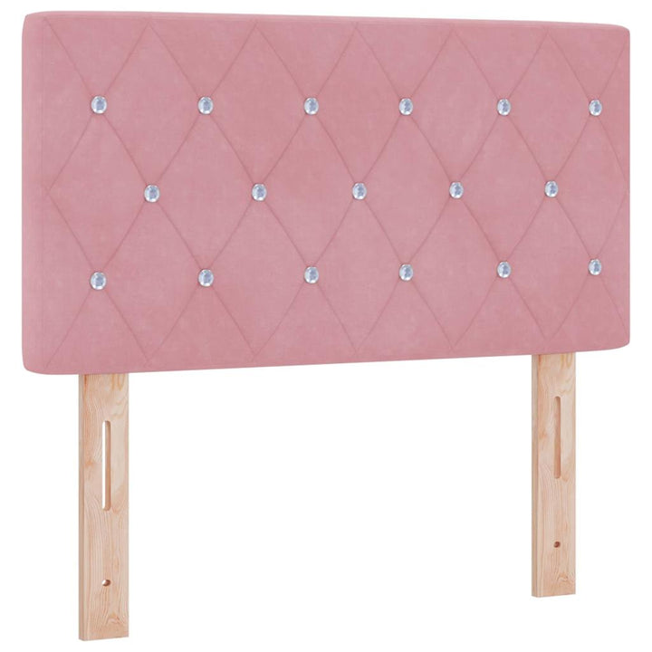 Bäddfjäder Med Madrass Med Huvudgavel Rosa 80 X 200 Cm Sammet