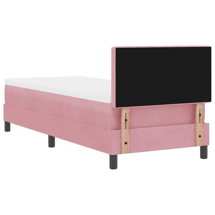 Bäddfjäder Med Madrass Med Huvudgavel Rosa 80 X 200 Cm Sammet