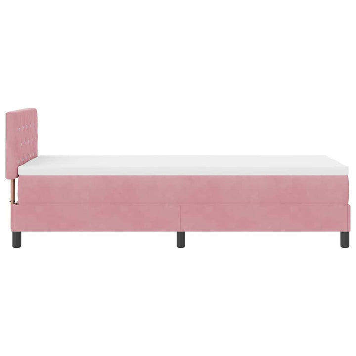 Bäddfjäder Med Madrass Med Huvudgavel Rosa 80 X 200 Cm Sammet