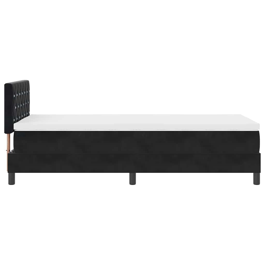 Bäddfjäder Med Madrass Med Huvudgavel Svart 90 X 190 Cm Sammet