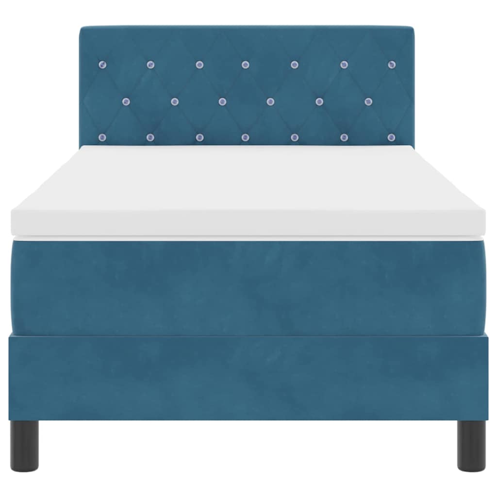 Bäddfjäder Med Madrass Mörkblå 90 X 200 Cm Sammet