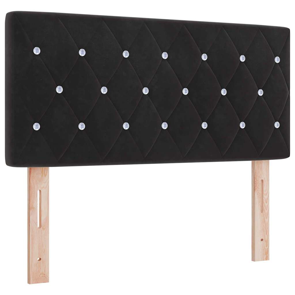 Bäddfjäder Med Madrass Med Huvudgavel Svart 100 X 200 Cm Sammet